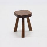 Artisan Stained Pine Stool France 1950s