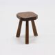 Artisan Stained Pine Stool France 1950s