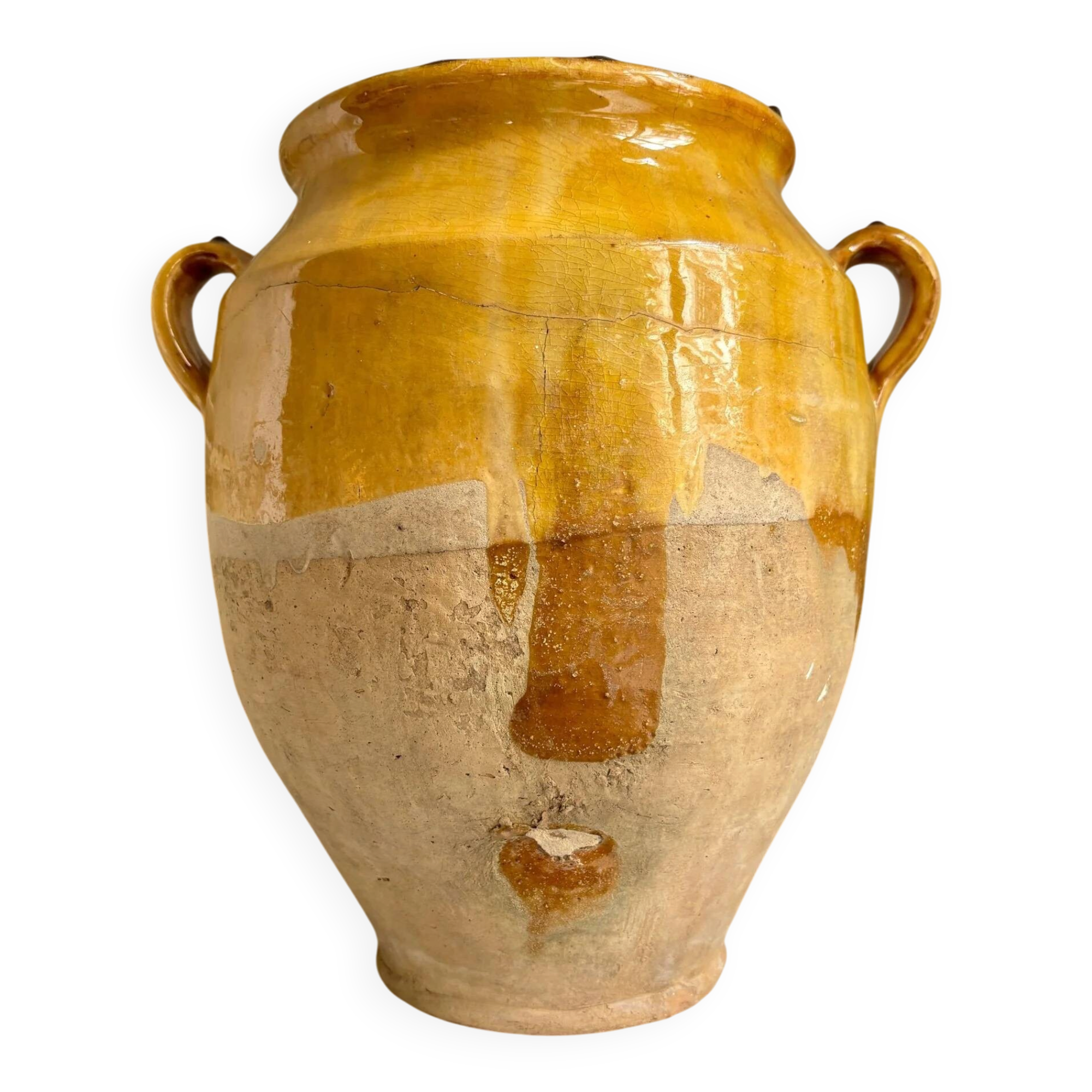 Grease pot, ochre glazed ceramic jar no. 1 - 18th century