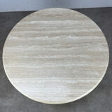 Round travertine coffee table