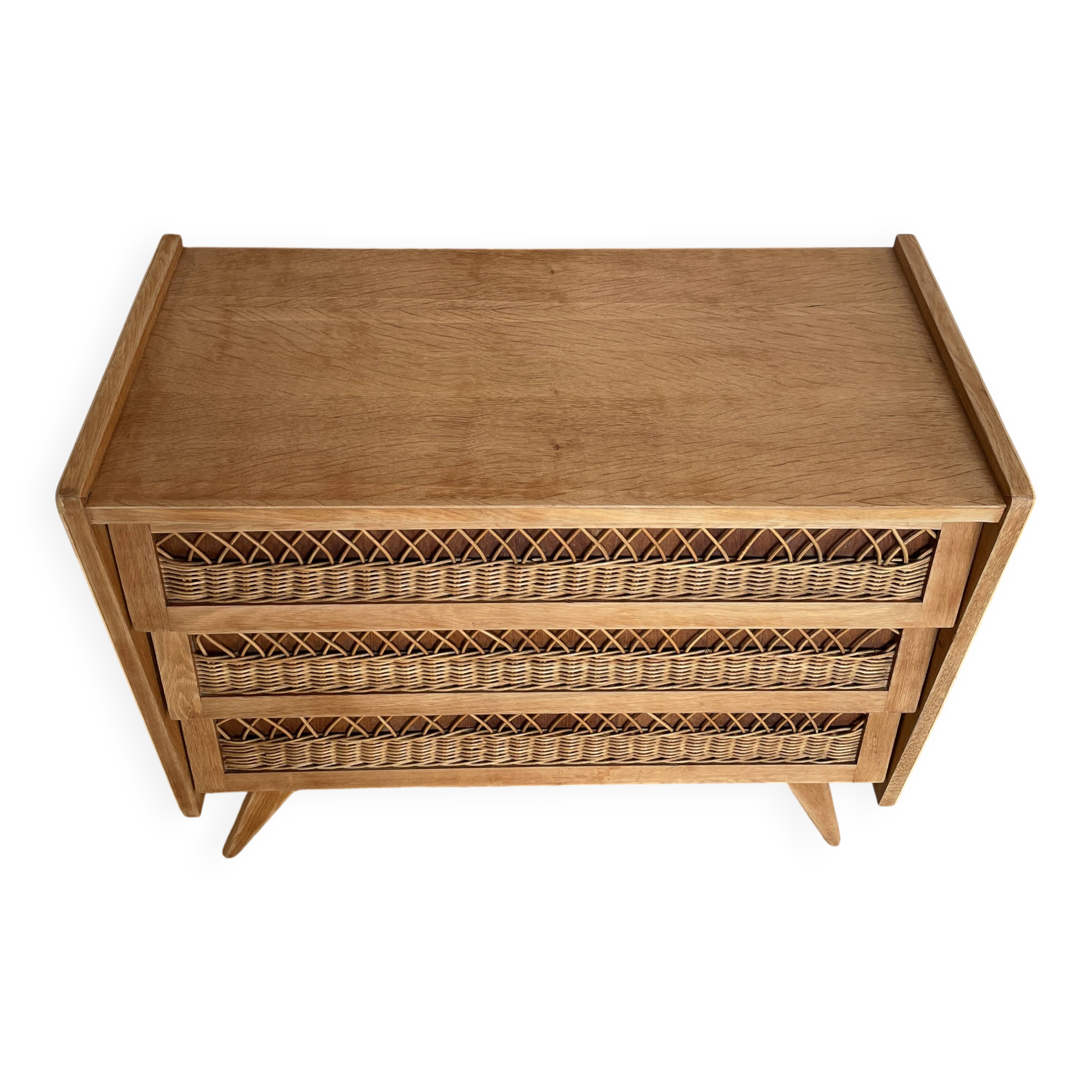 Commode Vintage Bois et Rotin