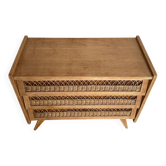 Commode Vintage Bois et Rotin