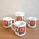 Mobil pitcher and 3 Mobil mugs design 70s