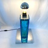 Large blue and chrome murano lamp, 1960s. Italy