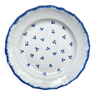 Ancienne Assiette Faïence Française XIXème motif petites fleures bleues
