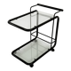 Black postmodern metal and glass serving trolley, 1980