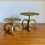 Set of 2 brutalist bronze candleholders, 1970s