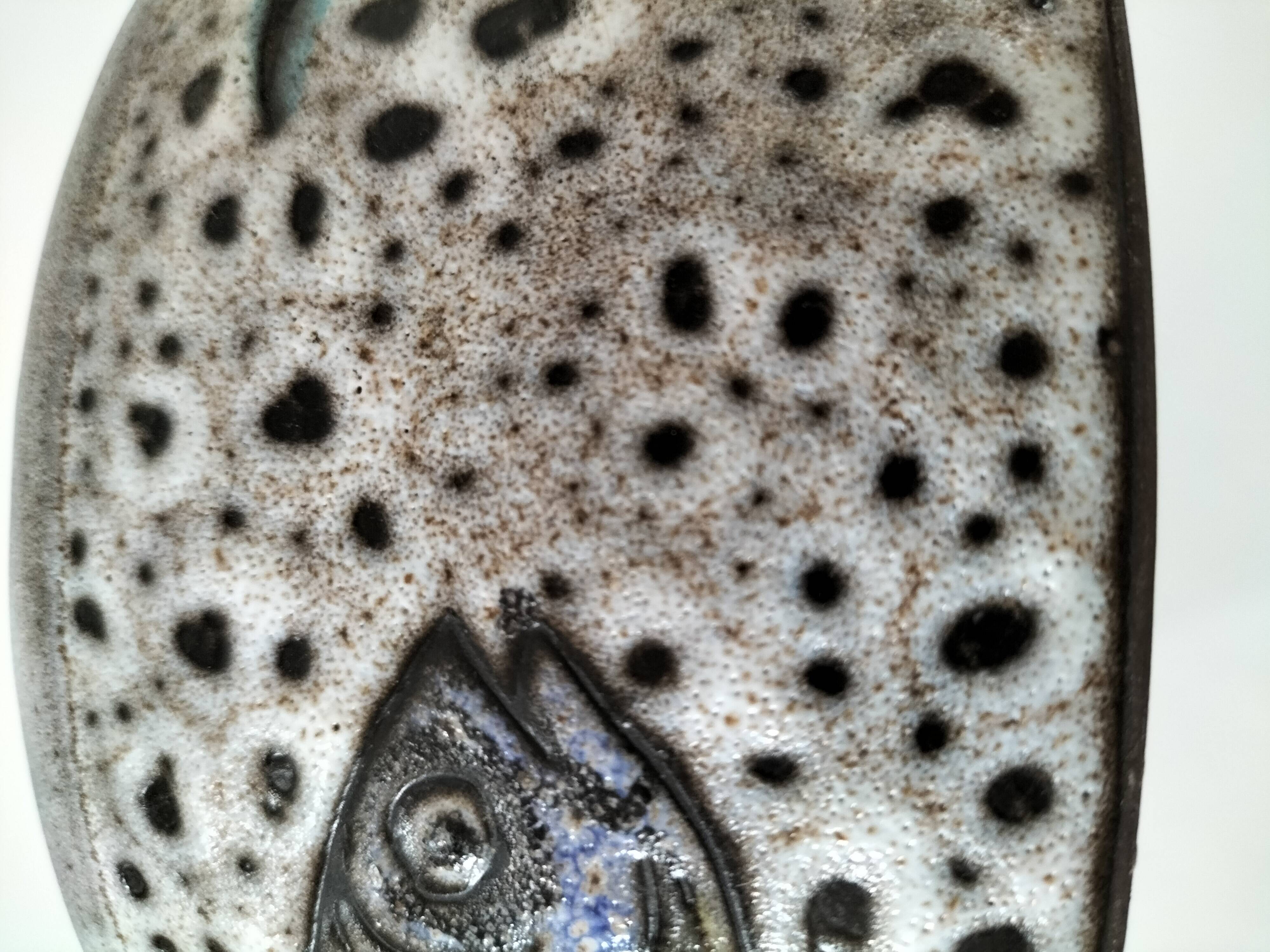 Italian ceramic dish with marine relief decoration from San Marino, 1960s-70s