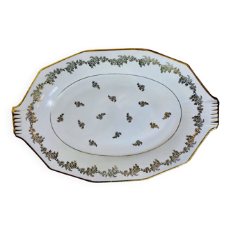 Oval porcelain and gilding serving dish