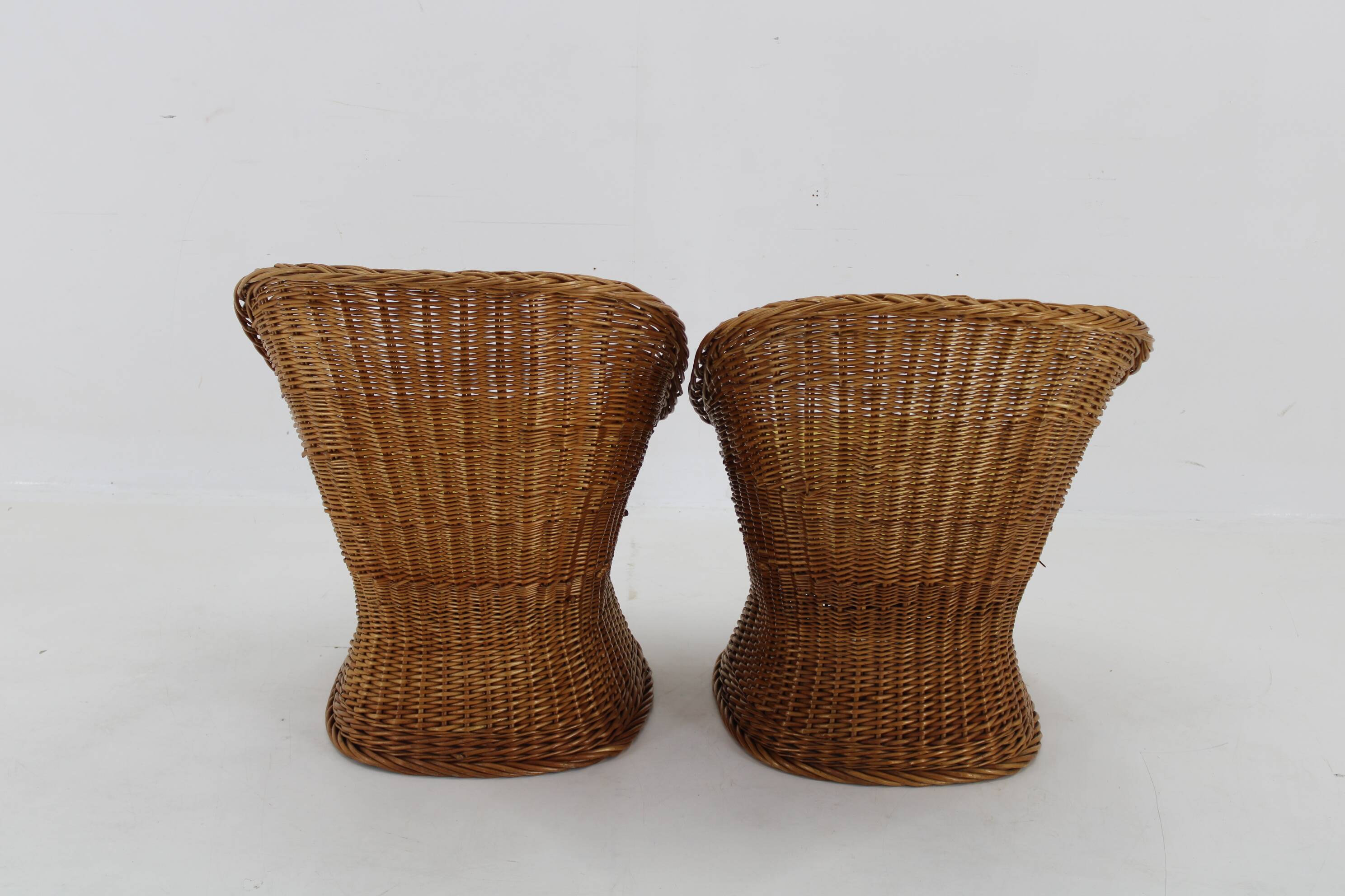 1960s Pair of Rattan Lounge Chairs , Italy