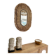 Handcrafted oval mirror in raffia and shells