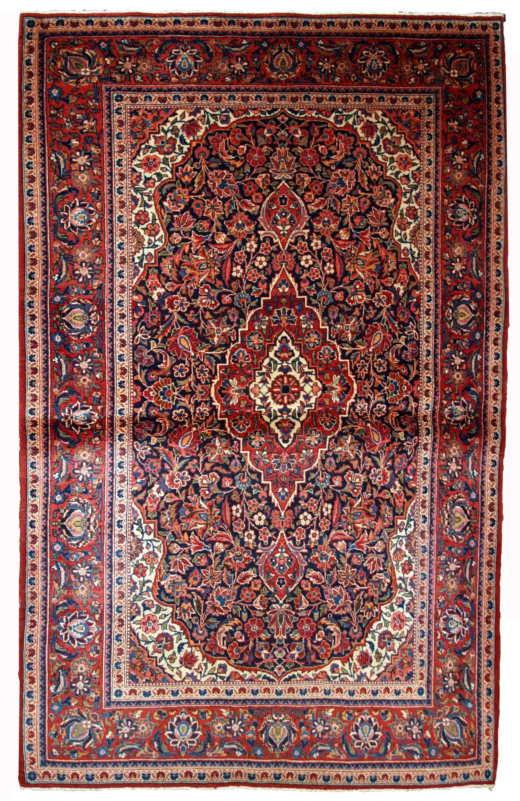 Handmade antique Persian Kashan rug 4.1' x 6.2' (125cm x 189cm) 1910s