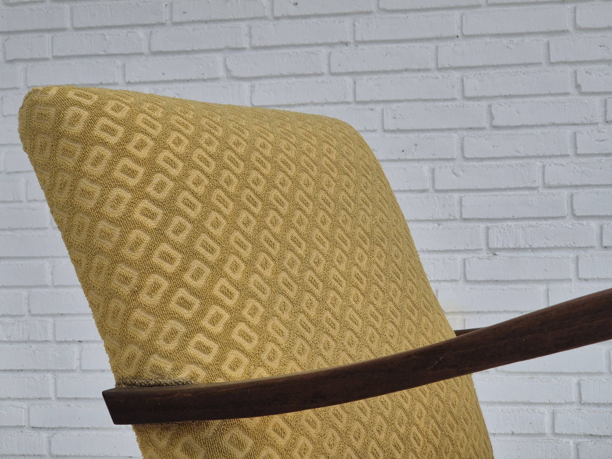 1950s, Danish design, armchair in original condition, furniture cotton/ wool fabric.