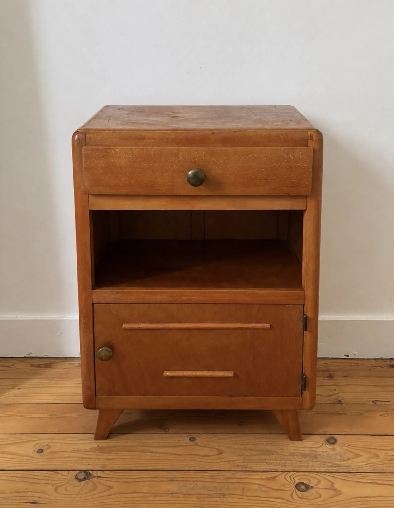 Pair of vintage 1950s oak bedside tables