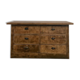 Solid oak trade counter, six drawers, France, circa 1920.