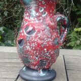 Glazed ceramic pitcher in Fat Lava style