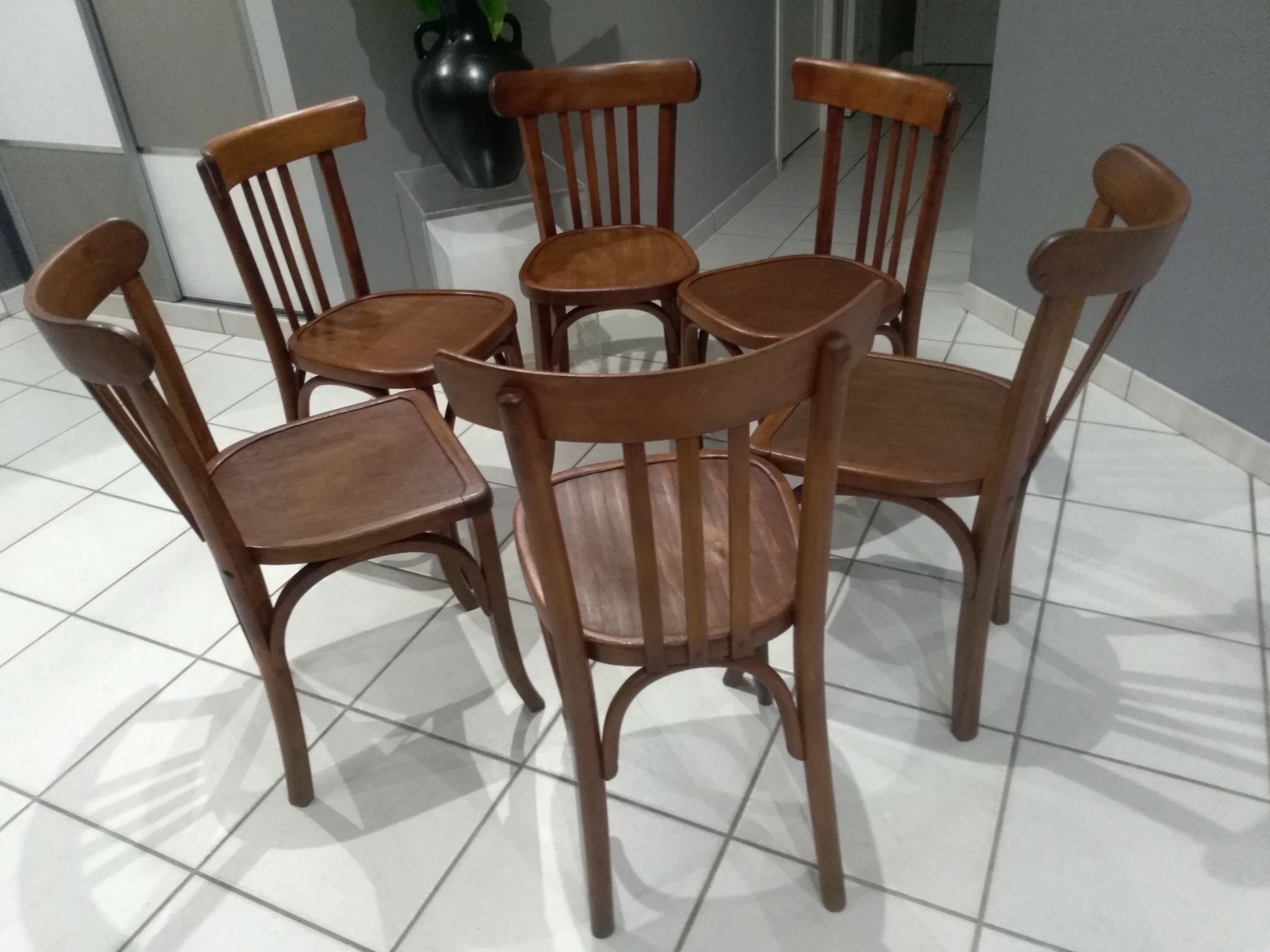 Suite de 6 chaises de bistrot Luterma année 1950