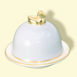 Silver-grey porcelain butter dish limoges legle under the sun