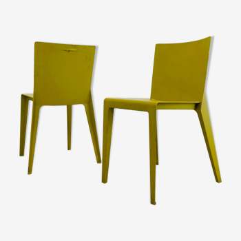 Deux chaises "Alfa" de couleur jaune de Hannes Wettstein pour Molteni