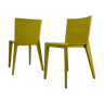 Two yellow "Alfa" chairs by Hannes Wettstein for Molteni