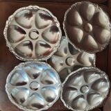 Set of 5 metal oyster plates