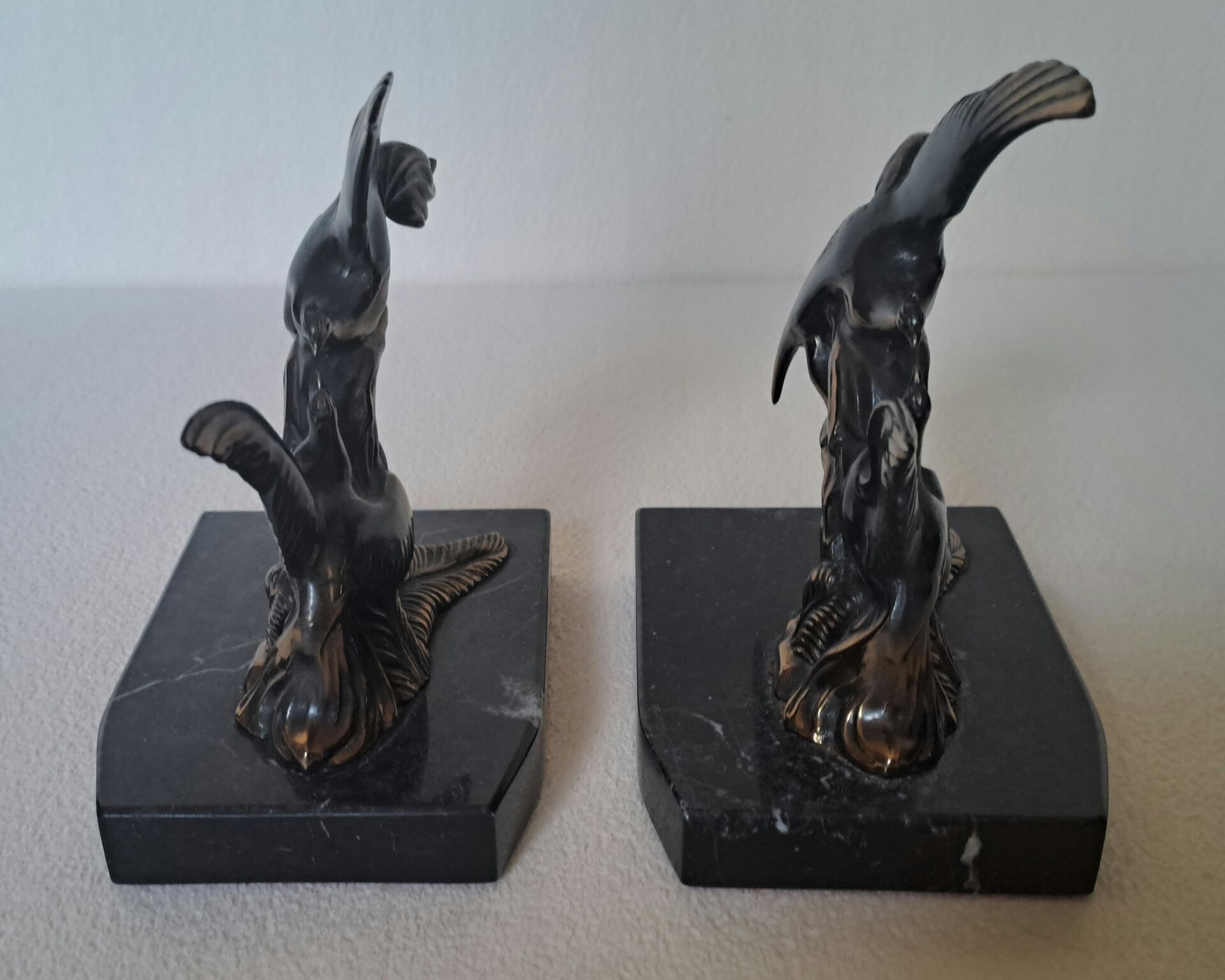 Pair of vintage paradise bird bookends