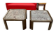 Pair of low tables in oak and fossil stone - work from the 1970s