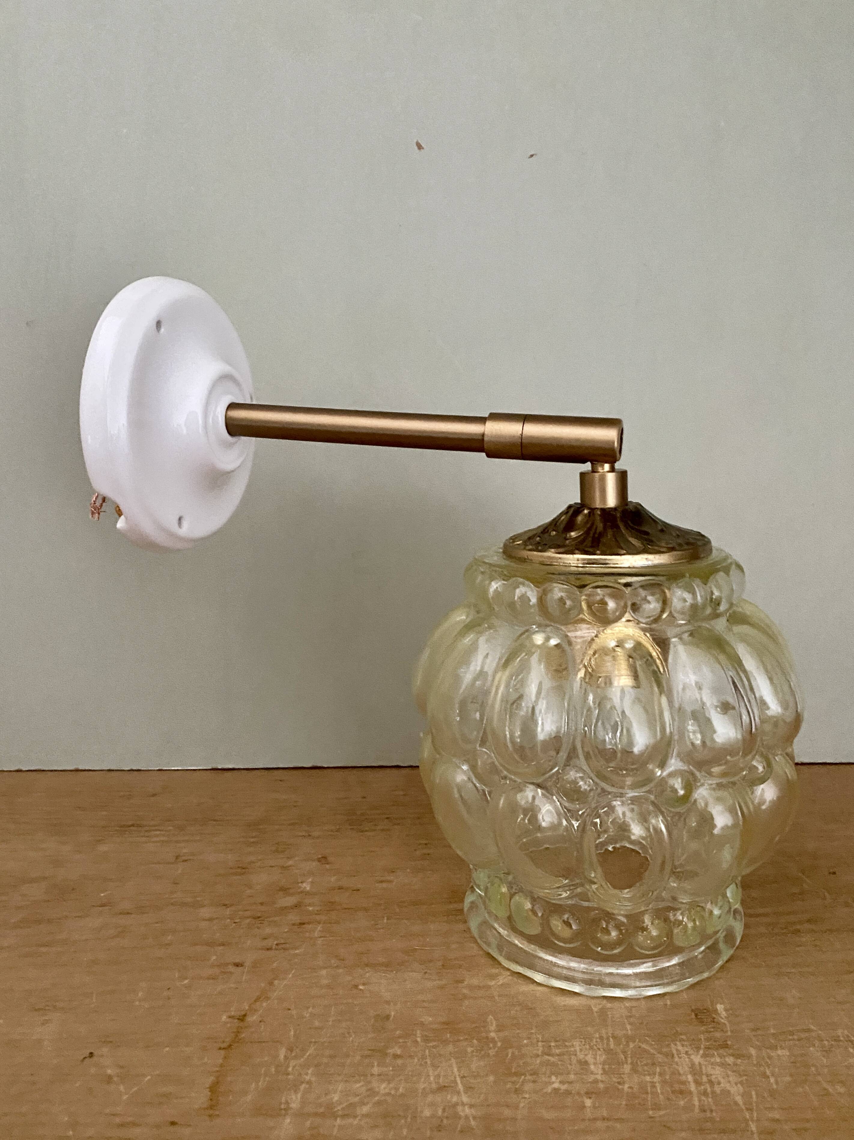 Vintage amber glass globe wall light