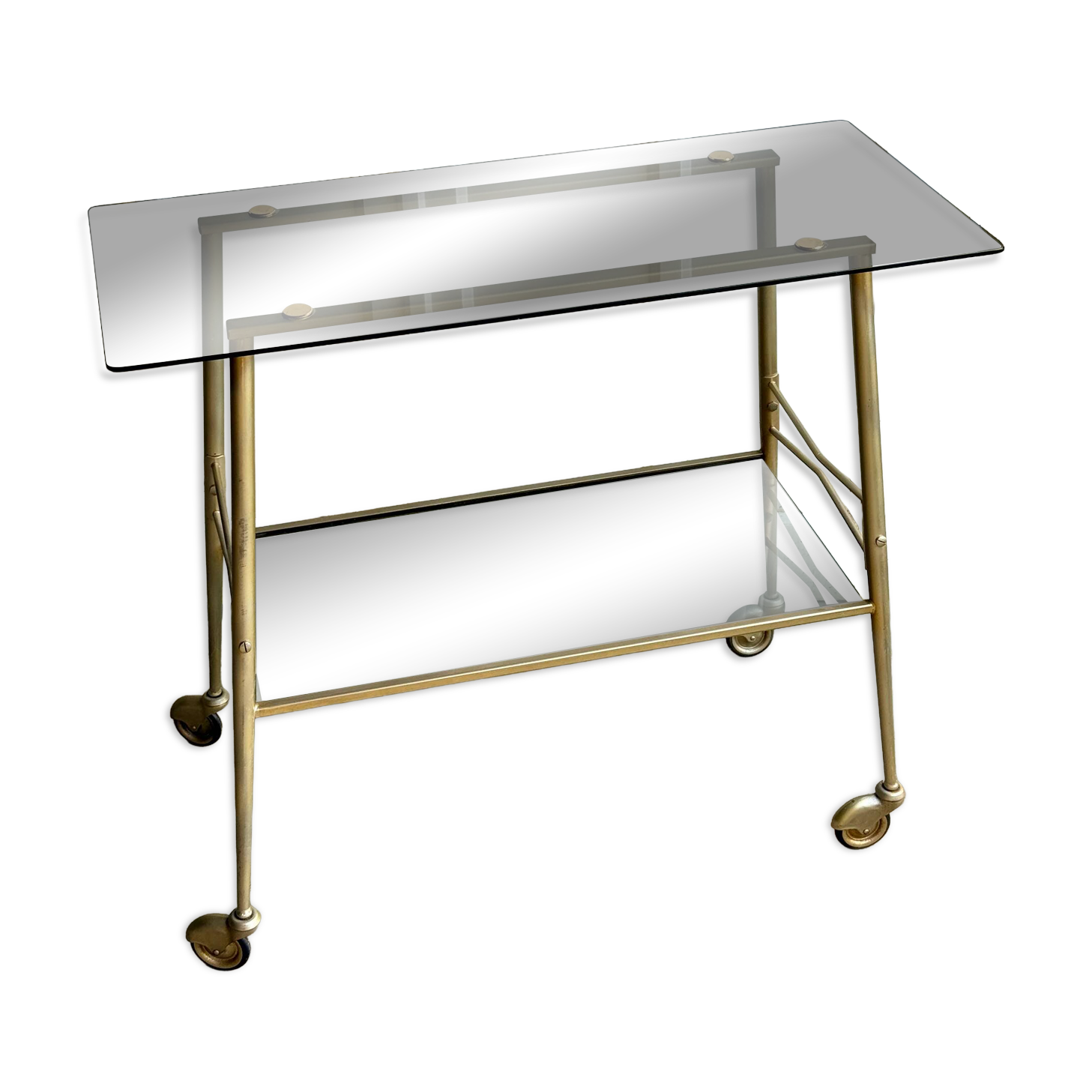 Desserte double plateau en verre fumé