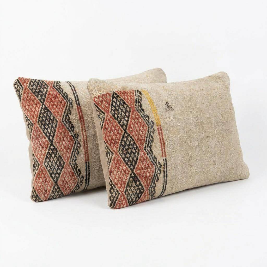 Set of 2 vintage kilim cushion covers 41x61 cm