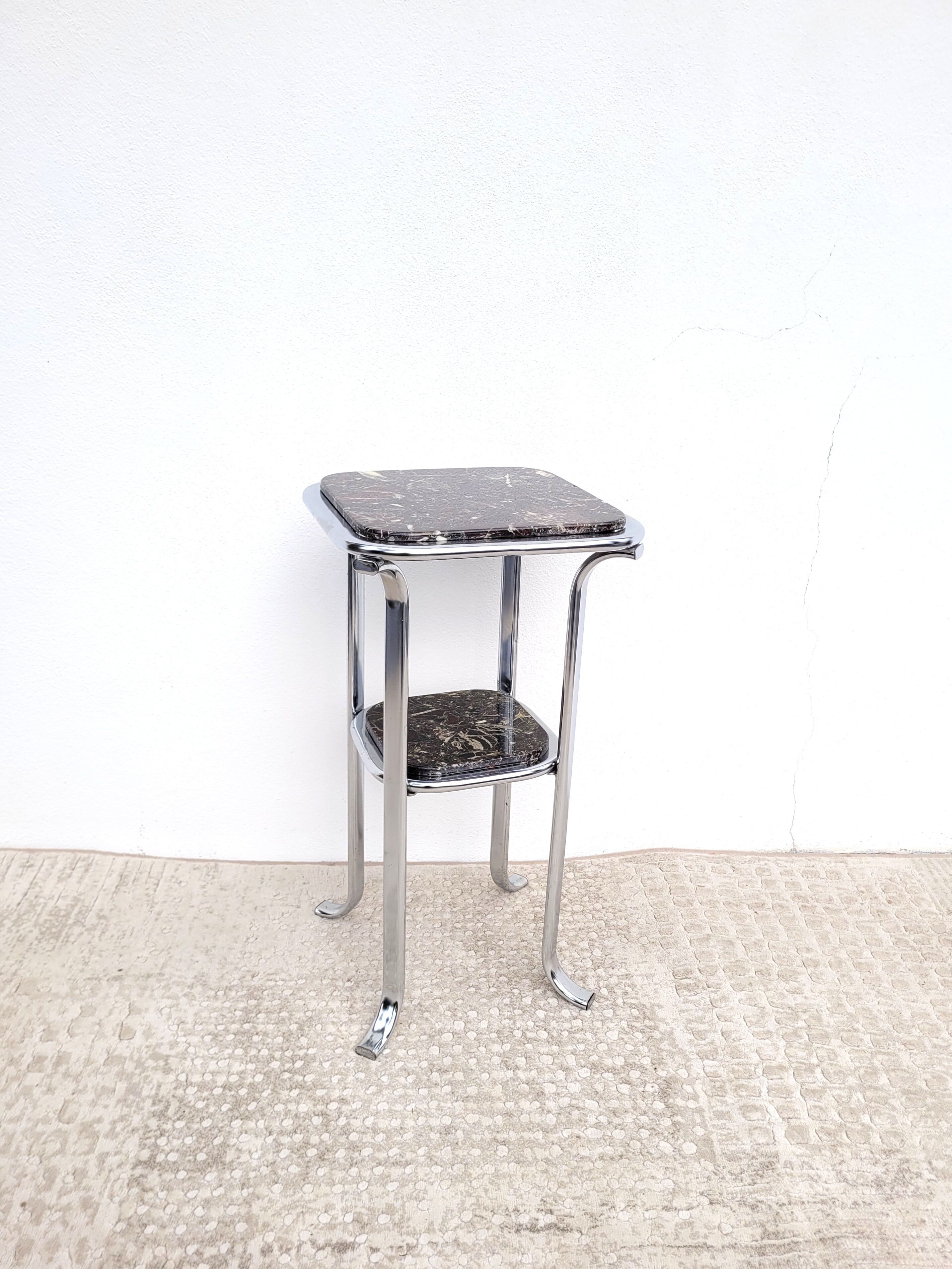 Table harness pedestal table chrome marble 1970