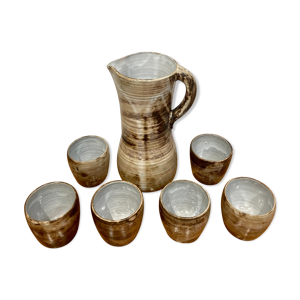 Service grès pichet 6 verres atelier dieulefit par jacques Pouchain