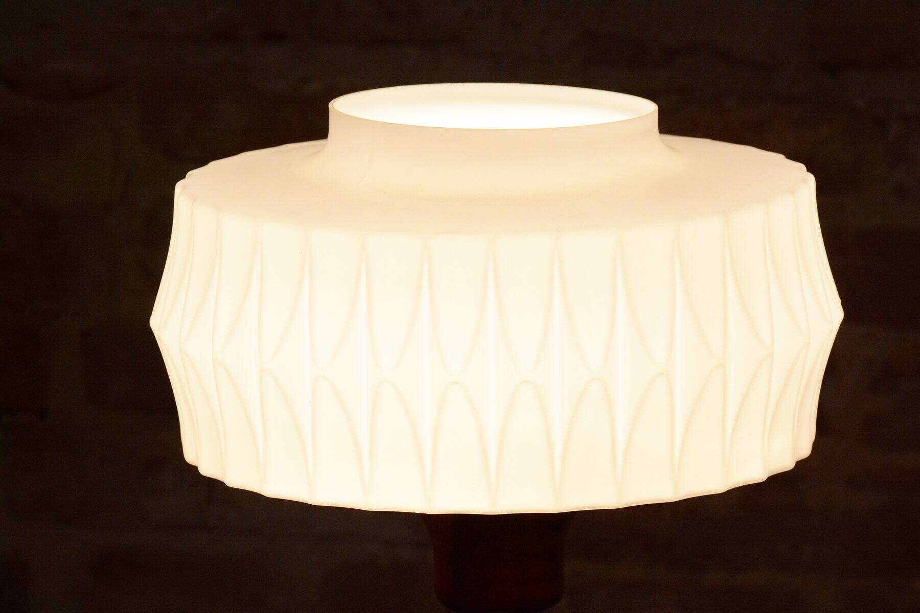 Mid-Century Table Lamp in Walnut, Brass and Glass, Czech, 1960s