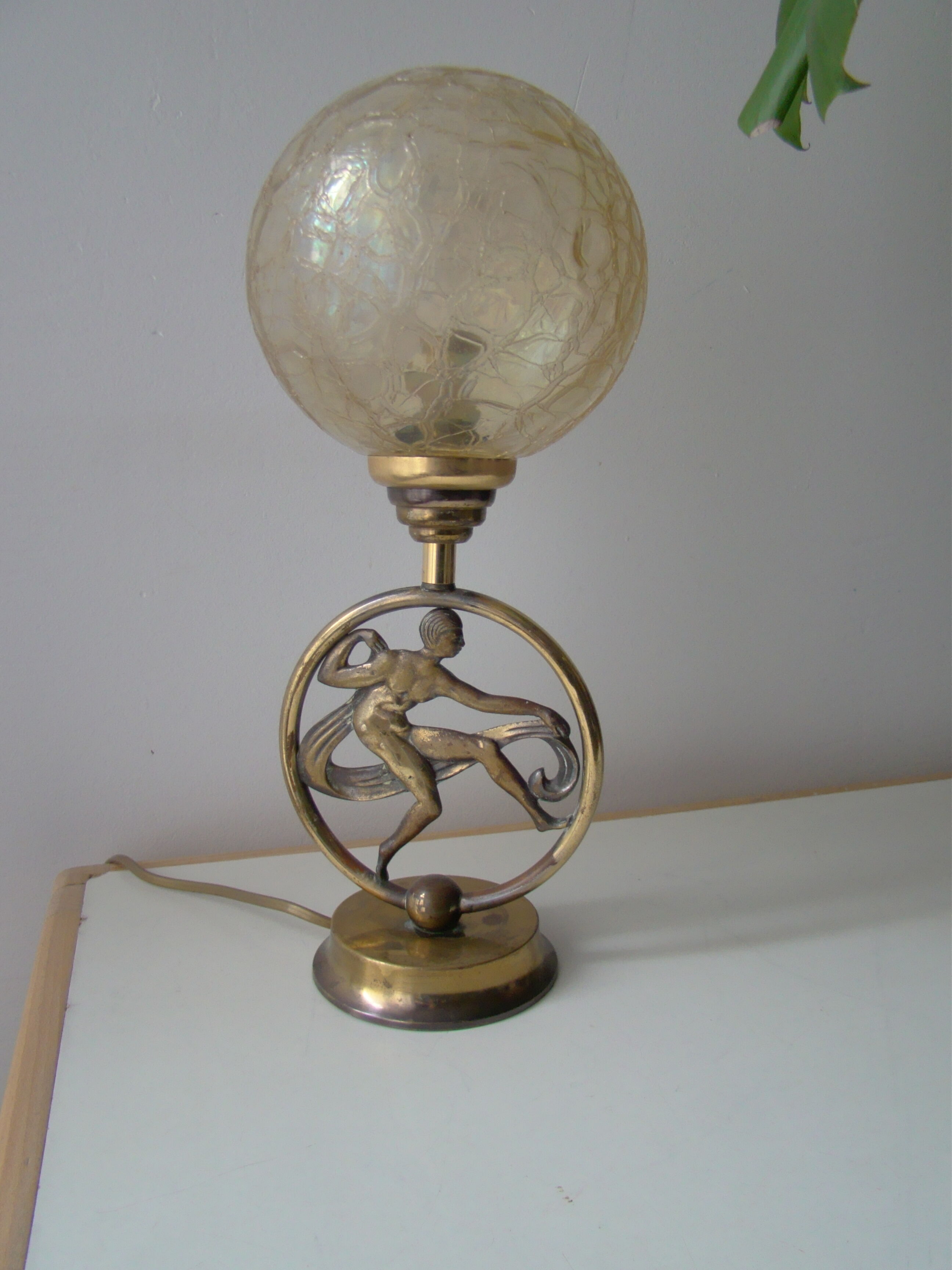 Art Deco golden brass lamp
