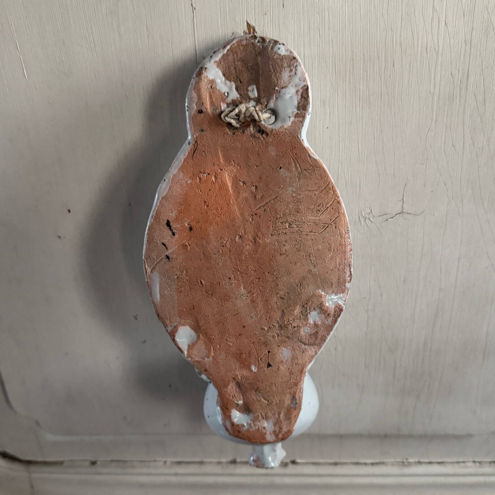 18th century Nevers earthenware holy water font