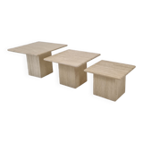 Set of 3 italian travertine coffee or side tables, 1980s