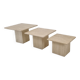 Set of 3 italian travertine coffee or side tables, 1980s