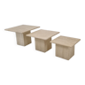 Set of 3 italian travertine coffee or side tables, 1980s