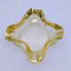 Ashtray / Catch-all Mid-Century Solid Glass Murano Style & Leather 1960