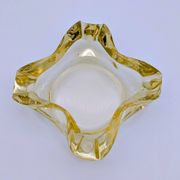 Ashtray / Catch-all Mid-Century Solid Glass Murano Style & Leather 1960