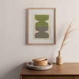 Painting 30x40cm - Astie - sage green and pewter - signed Eawy