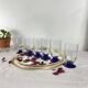 6 Art Deco glasses with blue stems, 16 cl.