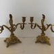 Pair of vintage brass 2-candle candelabra candlesticks