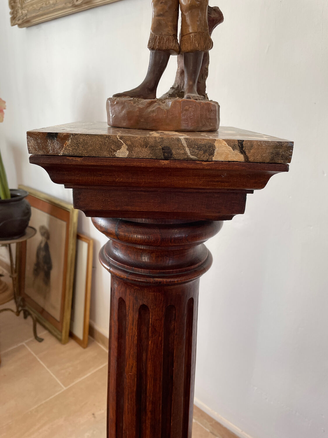 Sellette colonne xixeme en bois