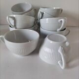 12 White Porcelain Cups