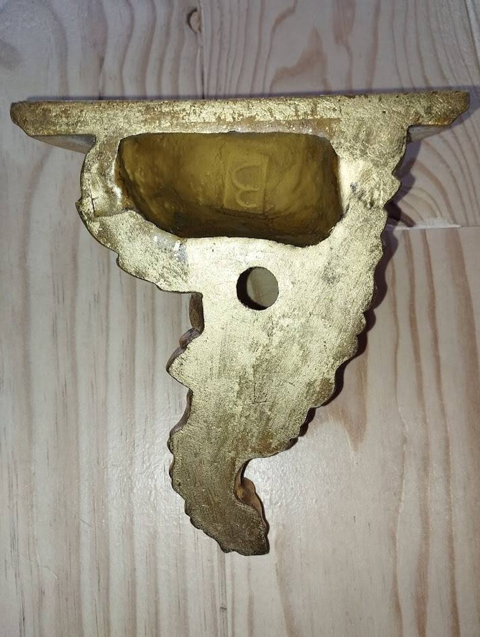 Wall console in rockwork – patinated gold decor, Louis XV style