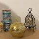 Lampe pomme en verre doré pailleté – vintage