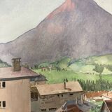 Watercolor mountain landscape