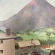 Watercolor mountain landscape