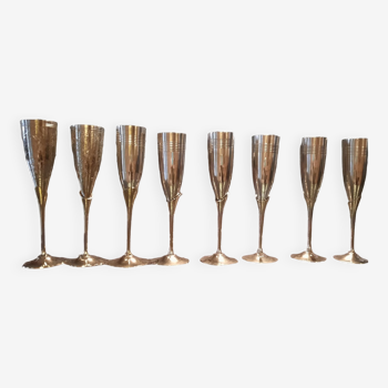 6 art deco Champagne flutes, 70s